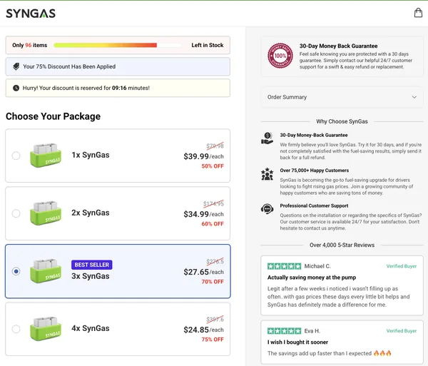 SynGas official website secure checkout page